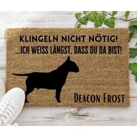 Fußmatte Bullterrier L Name Personalisierbar Kokos Mit Permanenter Gravur Geschenk von DieMau