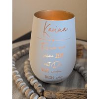 Windlicht L Kollegin Wunschlicht Geschenk Zum Abschied Weiß Gold Silber Wunschname Mit Namensgravur von DieMau