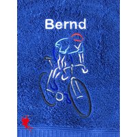 Radfahrer Handtuch Bestickt Mit Motiv + Name Radfahrer Handtuch Bestickt Mit Motiv + Name von DieNaehfee