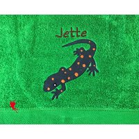 Salamander Handtuch Bestickt Mit Motiv + Name von DieNaehfee