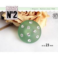 1 Magnet - Button Anno 1960 Aus Samtmatten Semitransparenten Kunstharz Mit Strass Verziert Einzelstück Ø Ca 23 Mm Nr 182 von DieNummerZwei
