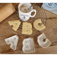 Abc Cookie Cutter - Einschulung Keksausstecher Keksstempel Schulbeginn Ausstechformen Backzubehör Fondant Claycutter Kekse Alphabet von DieSaarfriesen