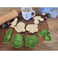 Cookie Cutter Grinch 4Er Set - Keksausstecher Weihnachten Weihnachtsschreck Grün Für Fondant Fimo Keramik Zum Plätzchen Backen von DieSaarfriesen