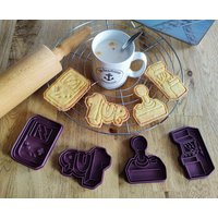 Retro Gaming Cookie Cutter Set/Keksausstecher Arcade/Clay Cutter/Gameboy/Joystick/Levelup/Spielautomat/Austechform/Backzubehörkeramikstempel von DieSaarfriesen