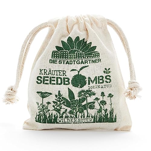 Die Stadtgärtner – Seedbombs „Wildkräuter“ I 8 handgemachte Samenbomben mit 6 verschiedenen Kräutersamen I Enthält u.a. Anis, Dill, Fenchel & Kamille I 100% ökologisch & mindestens 2 Jahre haltbar von Die Stadtgärtner