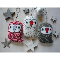 Baumschmuck Eulchen 3 Tlg "Baumelig"Susalabimeulechristbaumadventdeko Weihnachtenstoffanhänger von DieStickAG