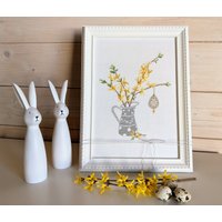 Neukreuzstichbildostervasekreuzstichforsythiedahlbecksommerhandgesticktwanddekoblumenbilddeko Osterngeschenk Muttertag Neukreuzstichbildostervasekreuzstichforsythiedahlbecksommerhandgesticktwanddekoblumenbilddeko Osterngeschenk Muttertag von DieStickAG