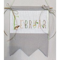 Wimpel in Kreuzstich Februarfrühlingsdekohandgesticktdahlbeckwimpel Frühlingmonatswimpeldeko Haustürwandbehang von DieStickAG