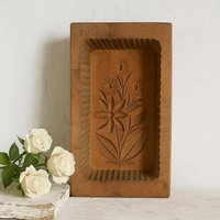 Antike Butterform Aus Holz Mit Blumenmotiv | Butter-Ziegelform Buttermodell Vintage Bauernhaus Und Cottage Dekor Österreich 1920Er Jahre von DieTandlerei