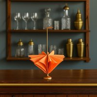 Mid-Century Serviettenhalter Regenschirm, Sonnenschirm Mit Griff | Vintage Gold Serviettenständer Messing, Kupfer, Simanit Mcm Küche Dekor 1950Er von DieTandlerei