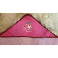 Babybadetuch Kapuzenhandtuch Maus Mäuschen & Wunschname W338 von DieWichtelstickerei