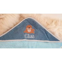 Babybadetuch Kapuzenhandtuch Walross Petrol & Wunschname W569 Babybadetuch Kapuzenhandtuch Walross Petrol & Wunschname W569 von DieWichtelstickerei