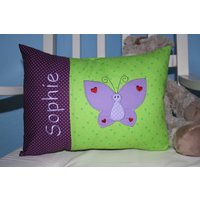 Kissen Schmetterling Lila Grün & Wunschnamen 30 X 40 cm W929 von DieWichtelstickerei