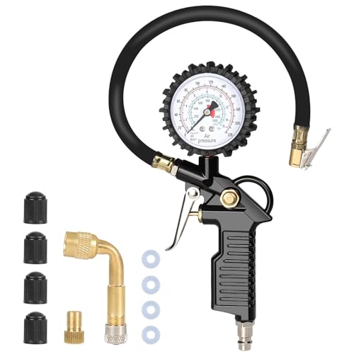 Diealles Shine® Reifendruckprüfer mit Flexiblem Schlauch, Reifenfüller für Auto, Motorrad, Manometer Messbereich: 0-16 BAR/220 PSI von Diealles Shine