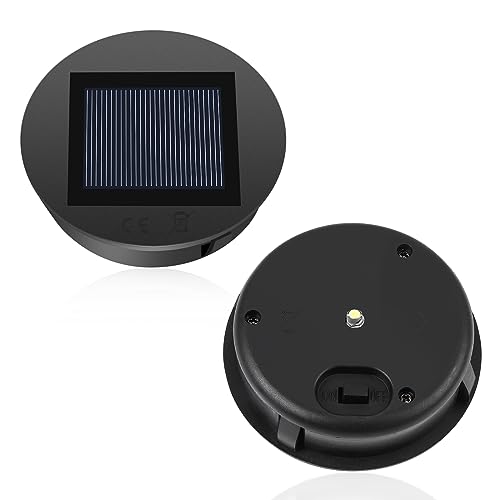 Solarleuchten Ersatz, Diealles Shine 2 Stück LED Warmweiß Licht Solardeckel für Gläser, Wasserdicht Solar Ersatzdeckel 8CM, Solarlampen Ersatzteile für Außen Garten Decor von Diealles Shine