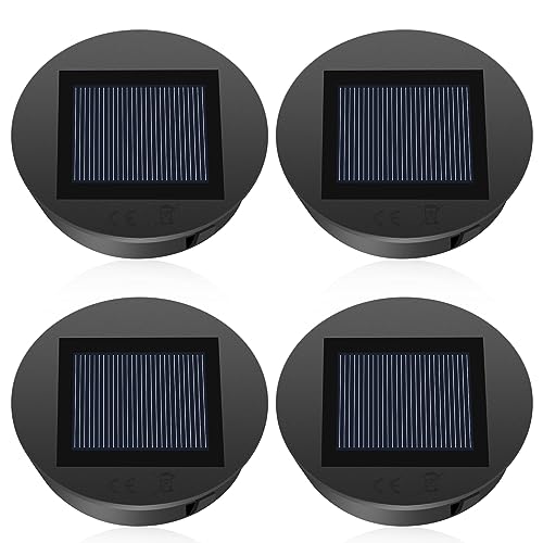 Solarleuchten Ersatz, Diealles Shine 4 Stück LED Warmweiß Licht Solardeckel für Gläser, Wasserdicht Solar Ersatzdeckel 8CM, Solarlampen Ersatzteile für Außen Garten Decor von Diealles Shine