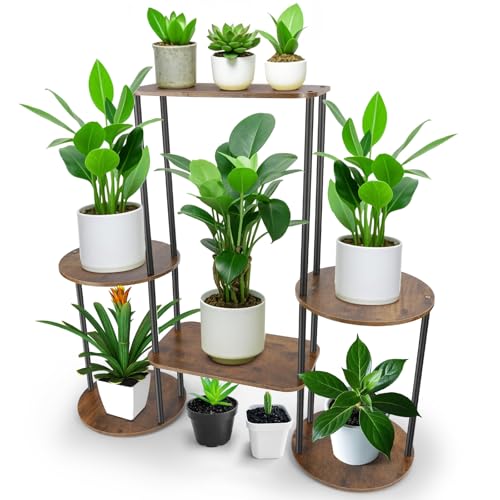 Diealles Shine 6-Tier Blumenständer Hölz, Pflanzenständer Indoor 105cm, Mehrstöckig Pflanzenregal für Balkon Garten Wohnzimmer Deko von Diealles Shine