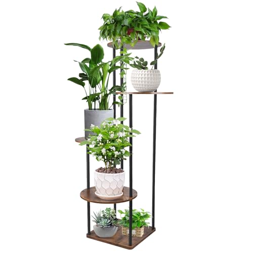 Diealles Shine 5-Tier Blumenständer Hölz, Pflanzenständer Indoor 105cm, Mehrstöckig Pflanzenregal für Balkon Garten Wohnzimmer Deko von Diealles Shine