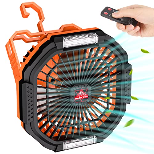 Diealles Shine Camping Ventilator mit Akku 10400mAh, 3 in 1 USB Ventilator, Camping Lüfter Sehr Leise, Zeltventilator mit LED Licht, Tischventilator für Camping Freien Hause Büro von Diealles Shine