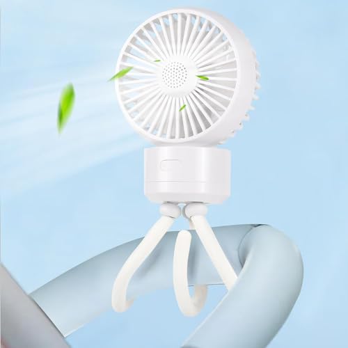 Diealles Shine Kinderwagen Ventilator, 4500mAh Tragbarer Handventilator mit Fexiblem Stativ, 3 Geschwindigkeiten USB Leiser Tischventilator Baby Pram Fan für Schlafzimmer Stroller Autositz von Diealles Shine