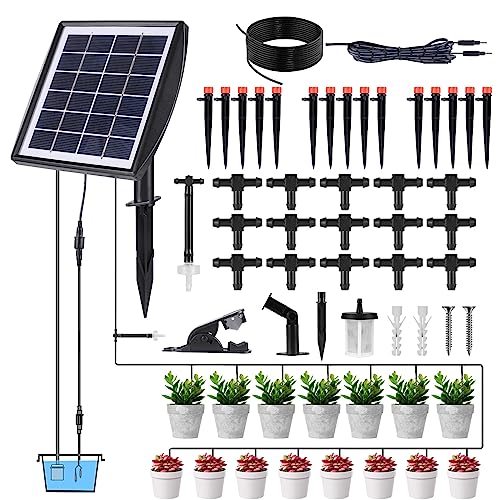 Solar Bewässerungssystem, Diealles Shine Automatische Bewässerungssystem mit 15 Bewässerung Tropfer, Tröpfchenbewässerung Set mit Timer und 15 M Schlauch für Garten Balkonpflanzen Gewächshaus Gemüse von Diealles Shine