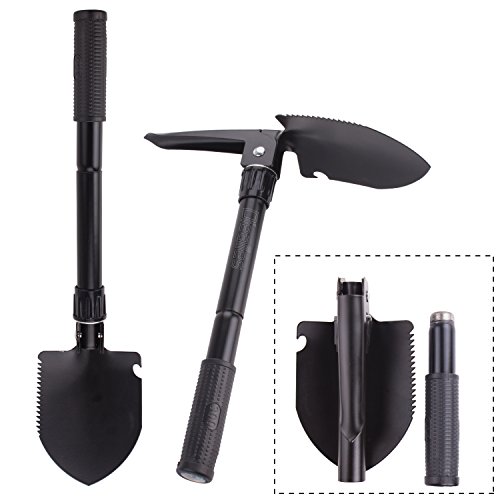 Diealles Multifunktionaler Klappspaten, Stahl Mini Schaufel mit Kompass, Flaschenöffner und Carry Pouch für Wandern, Camping, Gartenarbeit, Survival, Angeln, Rucksackreisen von Diealles