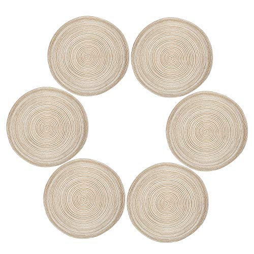 Diealles Tischset Rund, 6er Set Kaffeefarbe Platzset Boho, Hitzebeständig Platzdeckchen Abwaschbar, Placemat für Esszimmer Küche Hochzeit Party von Diealles