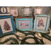 3Er Set Bilderrahmen Weihnachten Bild Vintage Shabby Chic Grün von DieandereArtbyAnna