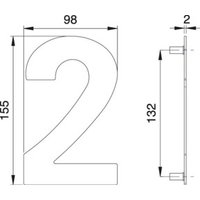 Hausnummer Ziffer 2 VA ma 150mm B.98mm EDI von Dieckmann