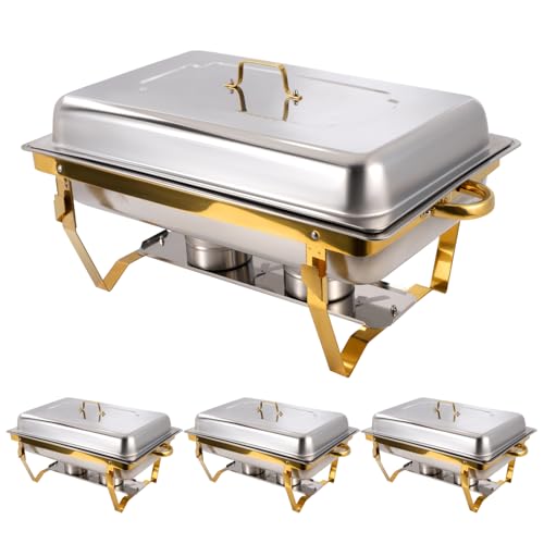 4er-Pack Chafing Dishes für Buffets, Rechteckiges Chafing Dish Buffet Set 8 QT Elegante Buffet-Servier- und Wärmer für Partys Hochzeiten Geburtstage Hotels Kirchenveranstaltungen von Diegimr