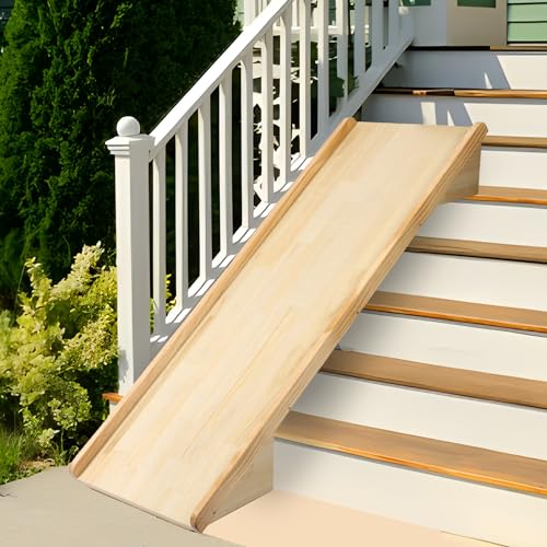 Holztreppenrutsche für Kinder, Stabile wasserdichte Holztreppenrutsche für Innenräume Spielplätze Leitern Anwendbare Stufenhöhe 17,78-19,05cm Traggewicht 90,72kg von Diegimr