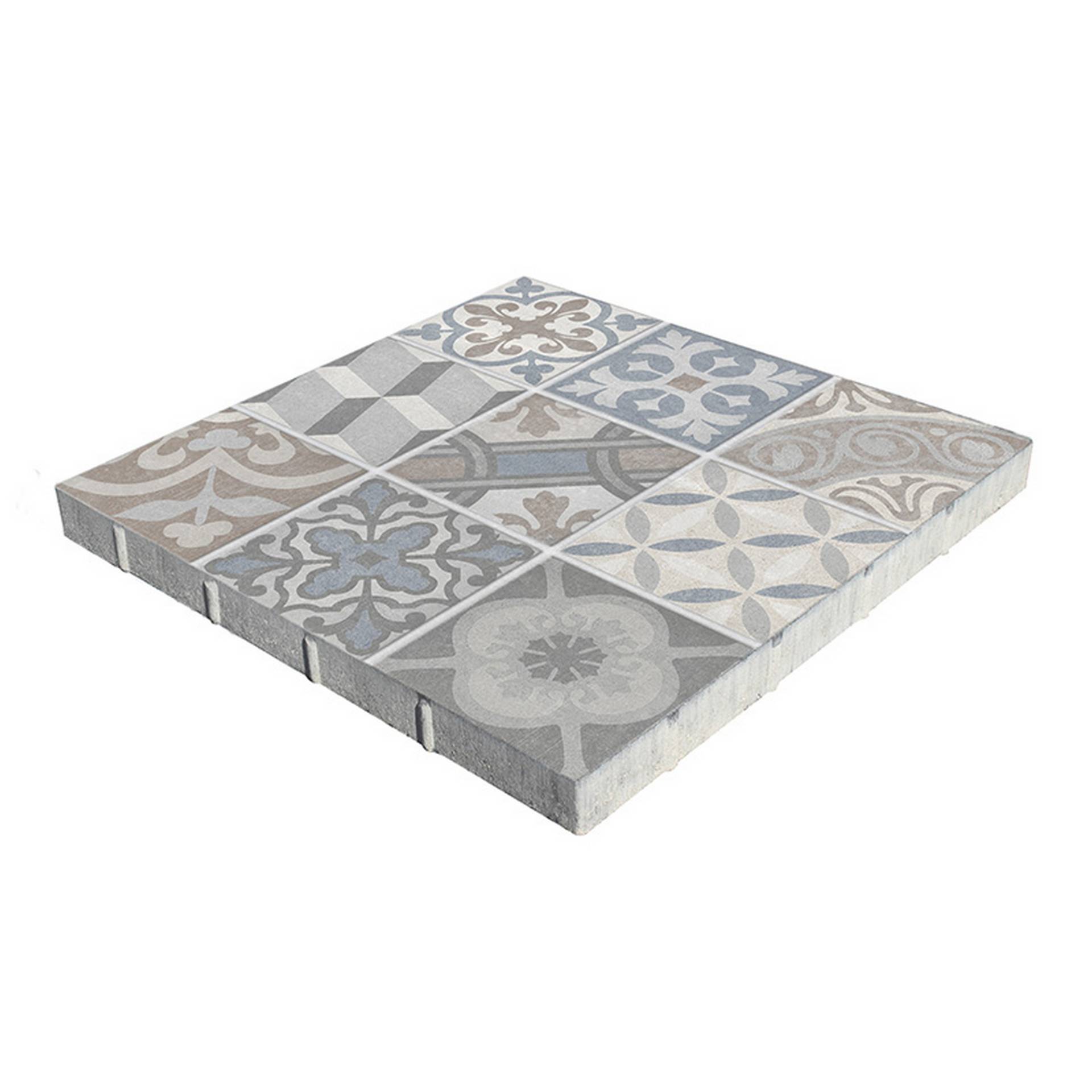 Diephaus Terrassenplatte 'T-Court Ornament' Beton mehrfarbig 50 x 50 x 4 cm von Diephaus