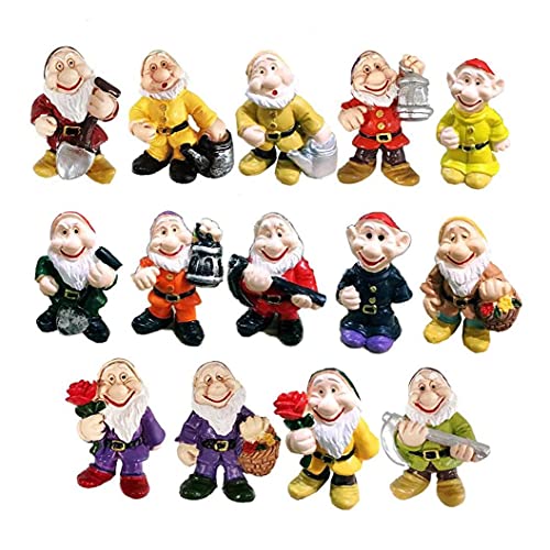 DierCosy Fairy Garden GNOME Statue Mini Zwerg Elf Resin Skulptur Topf Micro Landschaft 14PCS Geschenk von DierCosy