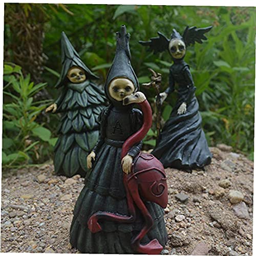 DierCosy Hexenfiguren, Halloween Hexe Figuren Harz Figur Statue Scary Ornament für Courtyard Gartenhaus, Stil2 von DierCosy