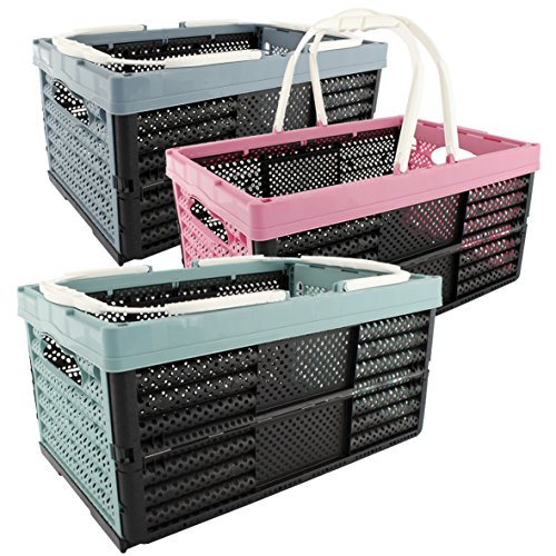 Dies&Das 2 Stück Klappbox mit Henkeln in Pastell blau 16 Liter 20 x 40 x 27 cm - Made in Europe von DIES&DAS