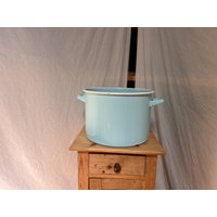 Großer Vintage Emaille Topf Blumentopf Shabby Chic Deko von DiesDasVintage