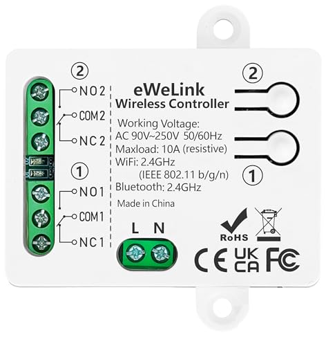 DieseRC 2 Kanäle Ewelink AC 90V-250V 220V 230V WIFI Intelligenter Schalter,Passiver Ausgang Relai Modul Ewelink APP WIFI-Steuerung kompatibel mit Alexa/Google Home Mobiltelefonsteuerung von DieseRC