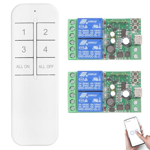 DieseRC 2x 2 Kanäle WIFI Intelligenter Schalter mit 1x Bluetooth-Sender, DC 5V 12V 24V 36V Passiver Ausgang Relai Modul Trockener Kontakt Ewelink APP kompatibel mit Alexa/Google Home von DieseRC