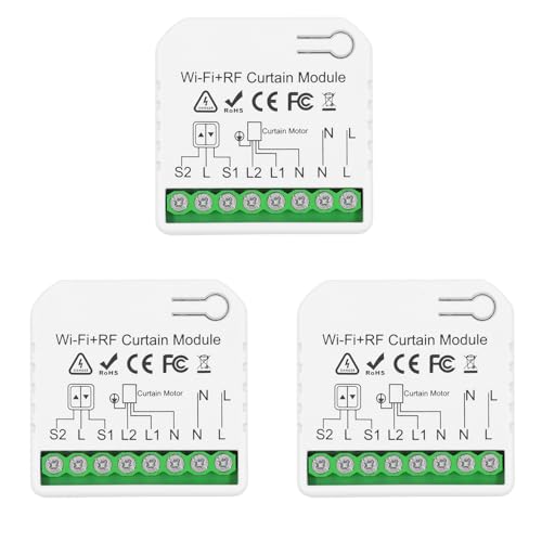 DieseRC 3-Stück Drahtloses Smart-Rollladen-Steuerungsmodul AC 230 V 220 V, Tuya APP WIFI-Controller, kompatibel mit Alexa/Google Home APP-Steuerung und manuellen Schaltern von DieseRC