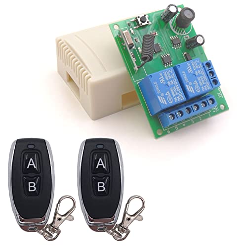 DieseRC DC 12V 24V 30V Sicherer Fernbedienungsschalter Drahtloser rf 10A Relaisempfänger mit 2 Sendern, für Motor, Licht, Tortür, DIY Controller von DieseRC