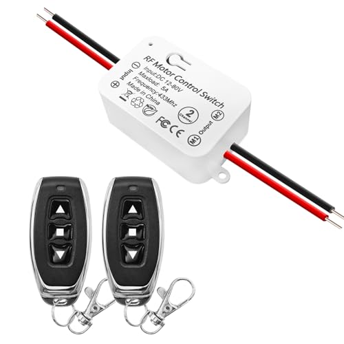 DieseRC Funk DC Motor Fernbedienungsschalter DC 12V-80V 5A Relais Empfänger Controller mit 2 Sendern Fernsteuerung Motor vorwärts und rückwärts bewegen von DieseRC