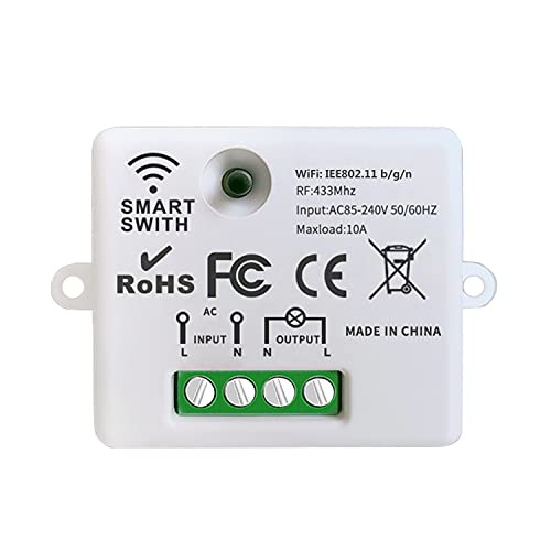 DieseRC Mini Wireless WiFi Switch, 2500W 10A RF Relay Fernbedienungsempfänger, Smart Control per Telefon über Tuya APP, Kompatibel mit Alexa/Google Home von DieseRC