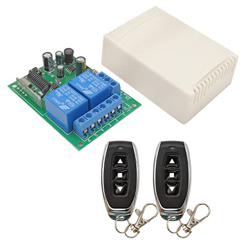 DieseRC Motor Fernbedienung Schalter AC 220V 230V 10A 2CH Funksteuerungsrelais-Empfänger mit 2 Sendern für Garagentor Elektrovorhang, Steuerung Motor vorwärts/rückwärts von DieseRC