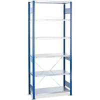 SCHULTE Fachbodenregal enzianblau/verzinkt mit 6 Stahlblechböden, Fachlast 250 kg, HxBxT 2.000 x 1.360 x 536 mm von SCHULTE