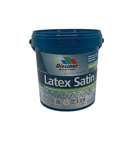 Diessner Latex Satin Dispersions-Latexfarbe Innenfarbe verschiedene Gebinde Wandfarbe (1 Liter) von Diessner