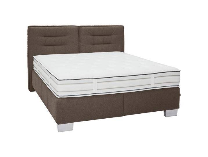 Dieter Knoll BOXSPRINGBETT, Braun, H3, 7-Zonen, Höhe ca. 27 cm, 200x200 cm, gepolstertes Kopfteil, Stoffauswahl, Lederauswahl, in verschiedenen Größen von Dieter-Knoll