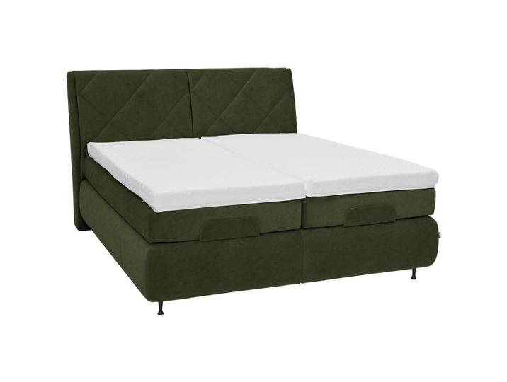 Dieter Knoll BOXSPRINGBETT, Dunkelgrün, H2 + H3, 7-Zonen, Höhe ca. 19 cm, 180x200 cm, Matratze, gepolstertes Kopfteil, Stoffauswahl, Lederauswahl, in von Dieter-Knoll