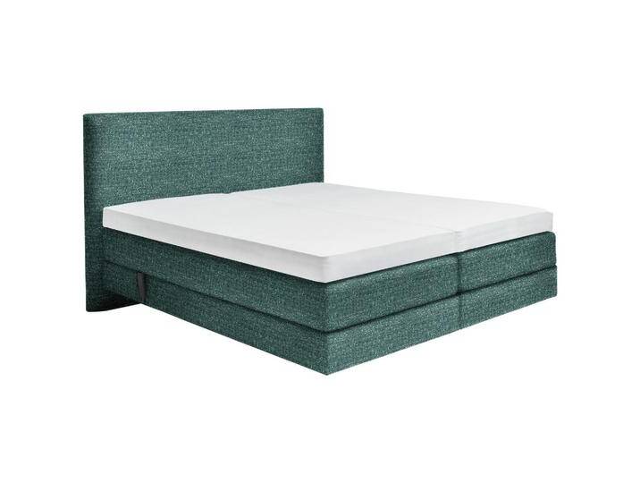 Dieter Knoll BOXSPRINGBETT, Grün, H2 + H3, Höhe ca. 20 cm, 160x200 cm, gepolstertes Kopfteil, Stoffauswahl, Topper geteilt, in verschiedenen Größen von Dieter-Knoll