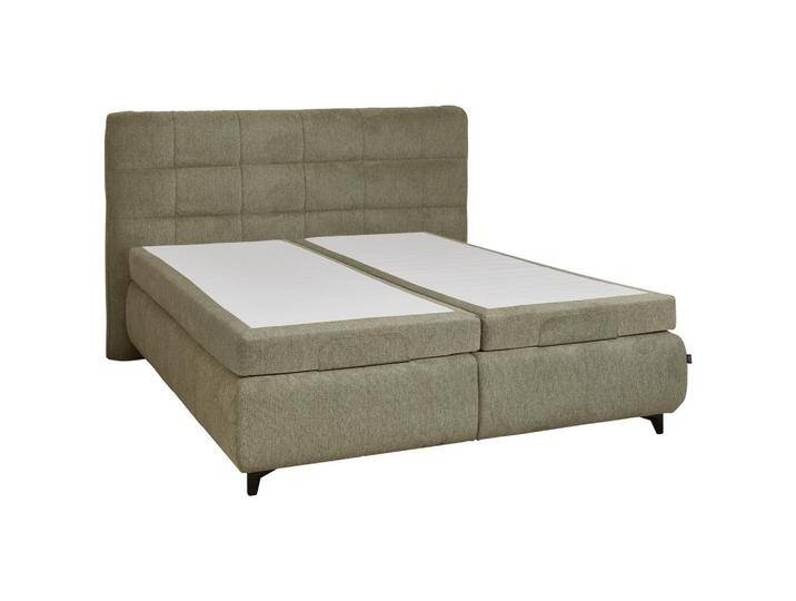 Dieter Knoll BOXSPRINGBETT, Hellgrün, Uni, H2, 7 Zonen, Höhe ca. 22 cm, 200x200 cm, Made in EU, gepolstertes Kopfteil, Federkernmatratze, von Dieter-Knoll