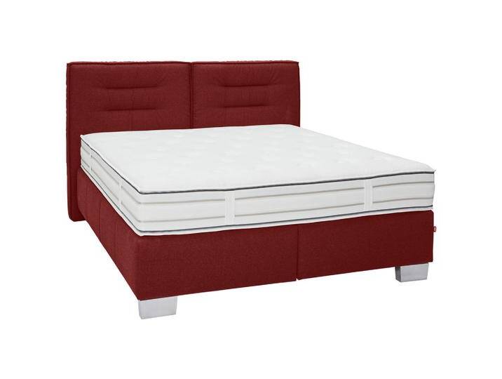 Dieter Knoll BOXSPRINGBETT, Rot, H4, 7-Zonen, Höhe ca. 27 cm, 200x200 cm, gepolstertes Kopfteil, Stoffauswahl, Lederauswahl, in verschiedenen Größen von Dieter-Knoll